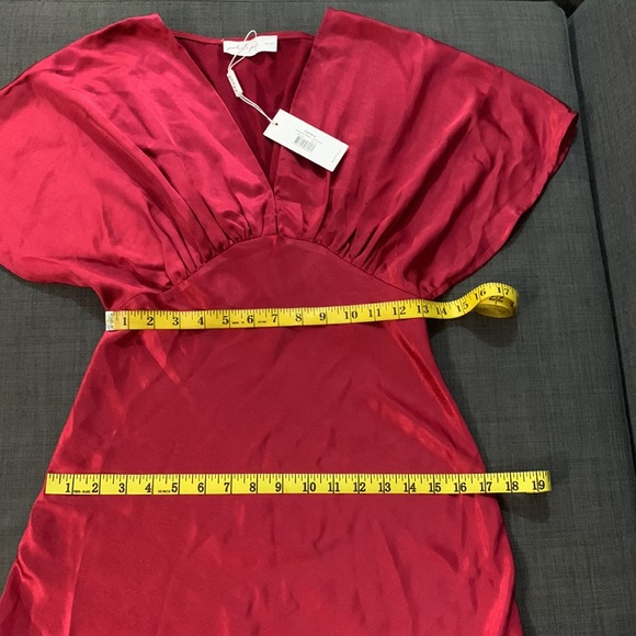 Petal and Pup Dress NWT Flawed Ricki Maxi Ruby Wine Small Satin Butterfly Sleeve - Picture 14 of 17